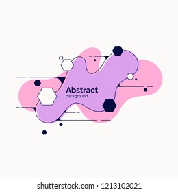 Trendy abstract background. Composition of geometric shapes and splash. Vector illustration