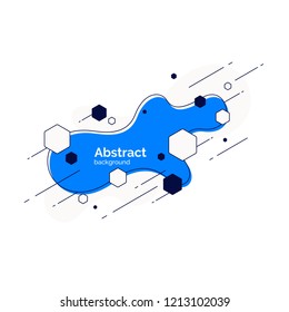 Trendy abstract background. Composition of geometric shapes and splash. Vector illustration