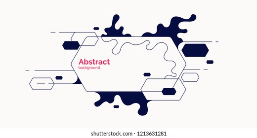 Trendy abstract background. Composition of geometric shapes and splash. Vector illustration