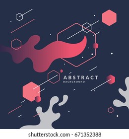 Trendy abstract background. Composition of geometric shapes and splash. Vector illustration