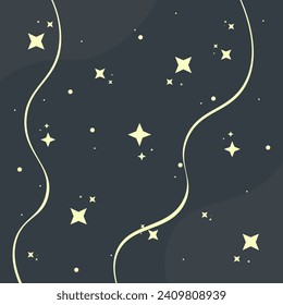 Trendy Abstract Background Dark Celestial Stars Sky Fantasy Vector Design