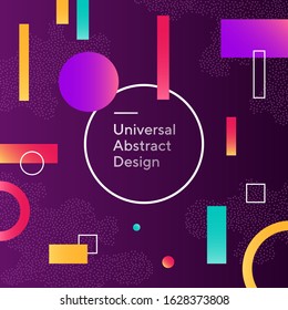 Trendy abstract background design. Geometric vector with graphic elements. Dynamical forms. Rounded and angled shapes. Multiple colors. Template for logo, flyer or presentation. Vector illustration