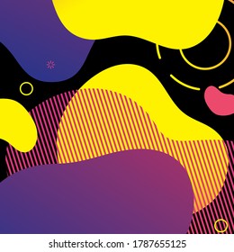 Fondo abstracto de moda. Color moderno dinámico alrededor de las formas y la línea. Papel mural abstracto degradado que fluye formas líquidas. Plantilla para el diseño de un volante, presentación. Vector.