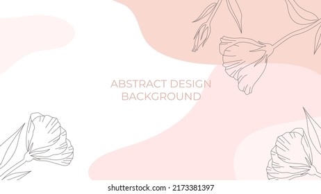 Fondo abstracto moderno con formas fluidas y elementos florales en tonos pastel. Onda geométrica moderna con vector de flores para tarjeta, afiche, blog, fondo de pantalla, invitación a la boda. Ilustración vectorial.