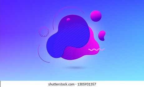 Trendy abstract background. Gradient shapes with geometric lines, dots. Fluid gradient shapes composition. Futuristic design posters