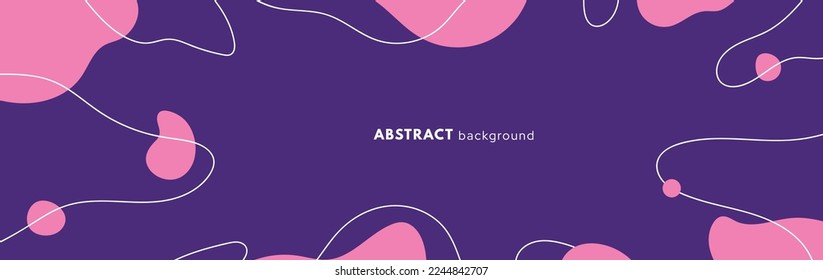 Trendy abstract background. Hand drawing various shapes and doodle objects. Composition of amorphous forms and lines in minimalist style. Vector Illustration.