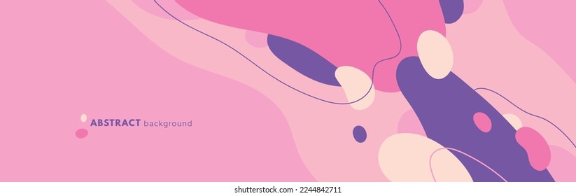 Trendy abstract background. Hand drawing various shapes and doodle objects. Composition of amorphous forms and lines in minimalist style. Vector Illustration.