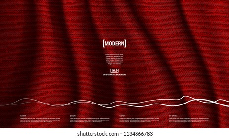 Trendy abstract background . Minimal geometric shapes composition. Colorful pattern. Realistic linen fabric texture. Template for your design works. Vector illustration.
