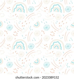Trendy abstract background in pastel colors. Seamless vector pattern drawn by hand. Template for printing and wallpaper design.