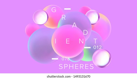 Trendy abstract background with pink neon spheres. Minimal vector illustration.