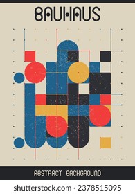 Trendy abstract background in retro Bauhaus design style. Artistic geometric poster. Stylized vintage placard