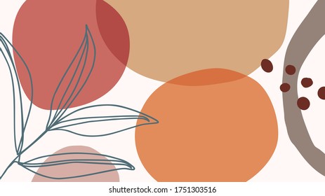 Trendy Abstract background with Shapes and floral element in Neutral Tones. Modern geometric vector for create stationary, Wrappers, posters, blogs, wallpapers. Vector illustration. 