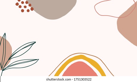 Trendy Abstract background with Shapes and floral element in Neutral Tones. Modern geometric vector for create stationary, Wrappers, posters, blogs, wallpapers. Vector illustration. 
