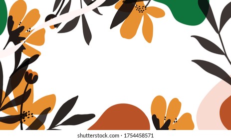 Trendy Abstract background with Shapes and floral element in Neutral Tones. Modern geometric vector for create stationary, Wrappers, posters, blogs, wallpapers. Vector illustration. 