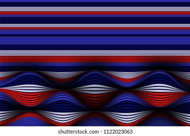Trendy Abstract Background. Vector Wallpaper with Effect of Volume and Movement. Distorted Colorful Surface. Wavy Lines and Gradient Mesh. Futuristic 3D Illustration with Distortion of Lines. Flow.