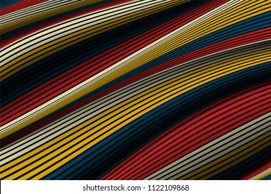 Trendy Abstract Background. Vector Wallpaper with Effect of Volume and Movement. Distorted Colorful Surface. Wavy Lines and Gradient Mesh. Futuristic 3D Illustration with Distortion of Lines. Flow.