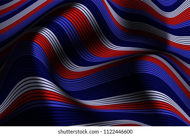 Trendy Abstract Background. Vector Wallpaper with Effect of Volume and Movement. Distorted Colorful Surface. Wavy Lines and Gradient Mesh. Futuristic 3D Illustration with Distortion of Lines. Flow.