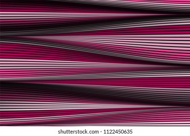 Trendy Abstract Background. Vector Wallpaper with Effect of Volume and Movement. Distorted Colorful Surface. Wavy Lines and Gradient Mesh. Futuristic 3D Illustration with Distortion of Lines. Flow.
