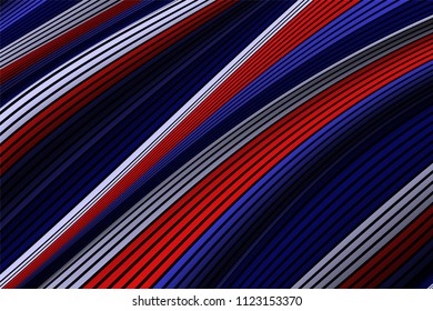 Trendy Abstract Background. Vector Wallpaper with Effect of Volume and Movement. Distorted Colorful Surface. Wavy Lines and Gradient Mesh. Futuristic 3D Illustration with Distortion of Lines. Flow.