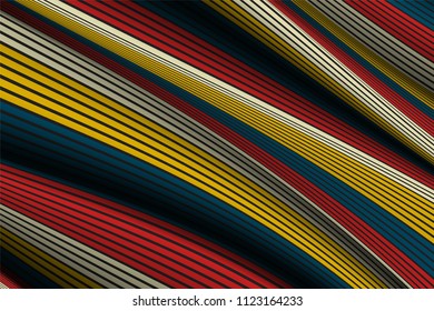 Trendy Abstract Background. Vector Wallpaper with Effect of Volume and Movement. Distorted Colorful Surface. Wavy Lines and Gradient Mesh. Futuristic 3D Illustration with Distortion of Lines. Flow.