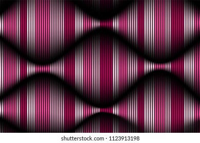 Trendy Abstract Background. Vector Wallpaper with Effect of Volume and Movement. Distorted Colorful Surface. Wavy Lines and Gradient Mesh. Futuristic 3D Illustration with Distortion of Lines. Flow.