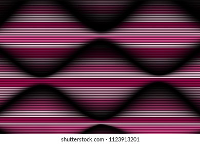 Trendy Abstract Background. Vector Wallpaper with Effect of Volume and Movement. Distorted Colorful Surface. Wavy Lines and Gradient Mesh. Futuristic 3D Illustration with Distortion of Lines. Flow.