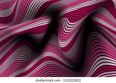 Trendy Abstract Background. Vector Wallpaper with Effect of Volume and Movement. Distorted Colorful Surface. Wavy Lines and Gradient Mesh. Futuristic 3D Illustration with Distortion of Lines. Flow.