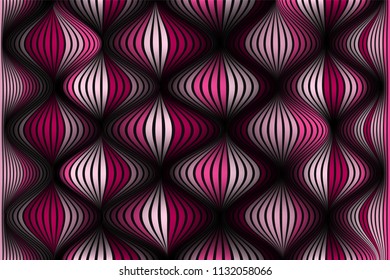 Trendy Abstract Background. Vector Wallpaper with Effect of Volume and Movement. Distorted Colorful Surface. Wavy Lines and Gradient Mesh. Futuristic 3D Illustration with Distortion of Lines. Flow.