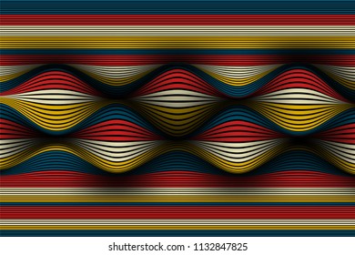 Trendy Abstract Background. Vector Wallpaper with Effect of Volume and Movement. Distorted Colorful Surface. Wavy Lines and Gradient Mesh. Futuristic 3D Illustration with Distortion of Lines. Flow.