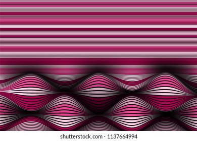 Trendy Abstract Background. Vector Wallpaper with Effect of Volume and Movement. Distorted Colorful Surface. Wavy Lines and Gradient Mesh. Futuristic 3D Illustration with Distortion of Lines. Flow.