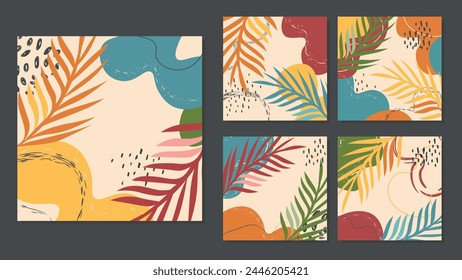 Trendy abstract backgrounds square art templates. Suitable for social media posts, mobile apps, banner design and online advertising. Vector fashion backgrounds.