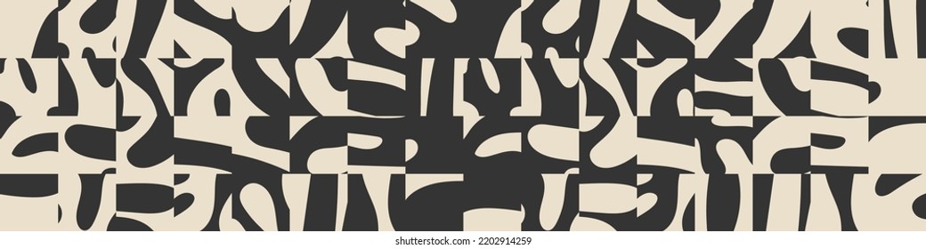 Trendy abstract banner background with organic cut out shapes collage