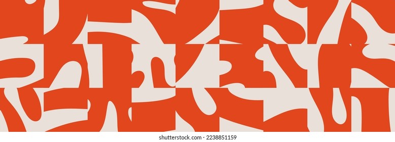 Trendy abstract banner background with organic cut out shapes collage