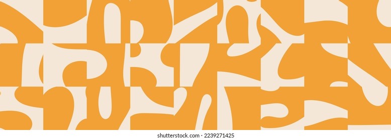 Trendy abstract banner background with organic cut out shapes collage