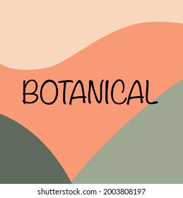 Trendy abstract botanical logo, With abstract figures, landscape, perfect for social media, covers and prints. Vector illustration, terracotta tones. Pastel colors.
