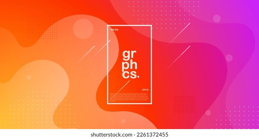 Trendy abstract bright pink orange gradient illustration background with simple wave fluid pattern. cool design.Eps10 vector