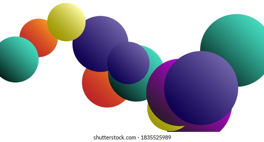 Trendy abstract business card with gradients of balls shapes on background.  Creative geometric wallpaper. Vector 3d illustration.  Abstract geometric background design.