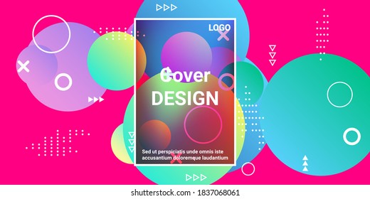 Trendy abstract business card with gradients of balls shapes on background.  Creative geometric wallpaper. Vector 3d illustration.  Magazine style. Vector clip art.