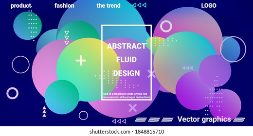 Trendy abstract business card with gradients of balls shapes on background.  Creative geometric wallpaper. Vector 3d illustration.  Magazine style. Vector clip art.