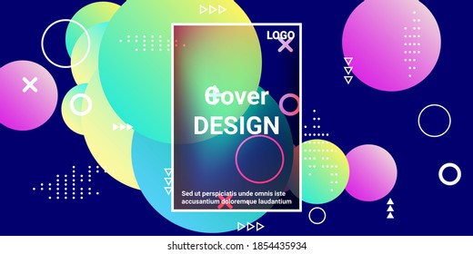 Trendy abstract business card with gradients of balls shapes on background.  Creative geometric wallpaper. Vector 3d illustration.  Magazine style. Vector clip art.