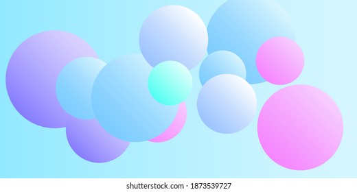 Trendy abstract business card with gradients of balls shapes on background.  Creative geometric wallpaper. Vector 3d illustration.  Abstract geometric background design.