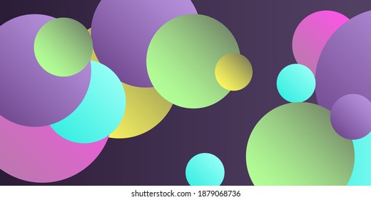 Trendy abstract business card with gradients of balls shapes on background. Multicolored balls for design 3D illustration. Abstract geometric background design.