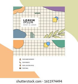 Trendy abstract business card templates. Modern corporate stationary id layout with geometric lines pattern. Vector fashion background design with information sample text.