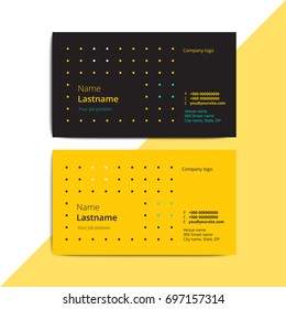 Trendy abstract business card templates. Modern corporate stationary id layout with geometric lines pattern. Vector fashion background design with information sample text. 