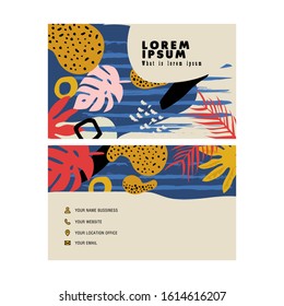 Trendy abstract business card template.Vector mode background design with sample text information.