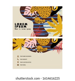 Trendy abstract business card template.Vector mode background design with sample text information.