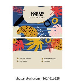 Trendy abstract business card template.Vector mode background design with sample text information.