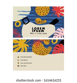 Trendy abstract business card template.Vector mode background design with sample text information.