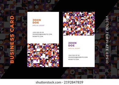 Trendy abstract business card vertical dark templates. Corporate stationery mockup with modern minimal geometric pattern. Clean and simple vector editable background with sample text. EPS10