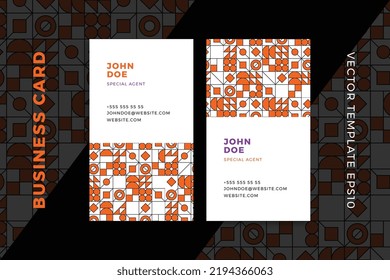 Trendy abstract business card vertical dark templates. Corporate stationery mockup with modern minimal geometric pattern. Clean and simple vector editable background with sample text. EPS10